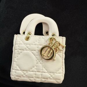 Brand new Dior unbranded Cream Quilted Mini Bag charm airport case
